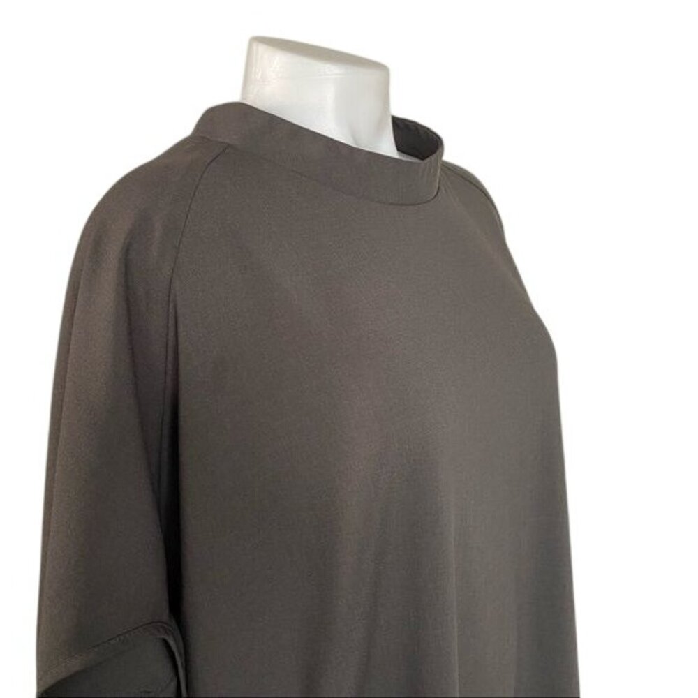 Mock Neck Oversized Tunic T-Shirt Dress Dark Gray Short Sleeve Relaxed Fit - Picture 8 of 9